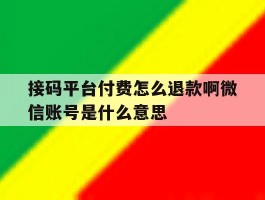 接码平台付费怎么退款啊微信账号是什么意思