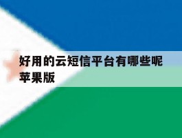 好用的云短信平台有哪些呢苹果版