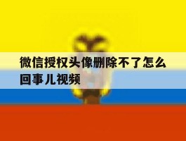 包含微信授权头像删除不了怎么回事儿视频的词条