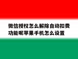 微信授权怎么解除自动扣费功能呢苹果手机怎么设置的简单介绍