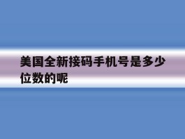 美国全新接码手机号是多少位数的呢
