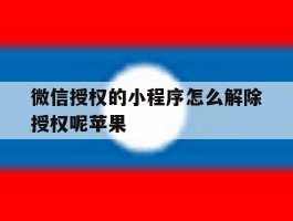 微信授权的小程序怎么解除授权呢苹果