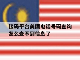 接码平台美国电话号码查询怎么查不到信息了