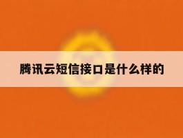 腾讯云短信接口是什么样的