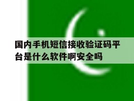 国内手机短信接收验证码平台是什么软件啊安全吗