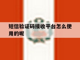 短信验证码接收平台怎么使用的呢