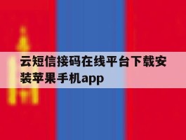 云短信接码在线平台下载安装苹果手机app的简单介绍
