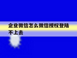 企业微信怎么微信授权登陆不上去