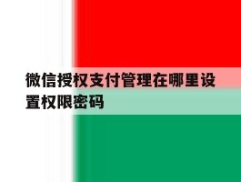 微信授权支付管理在哪里设置权限密码
