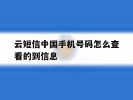 云短信中国手机号码怎么查看的到信息