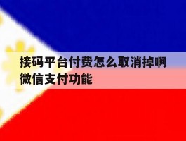 接码平台付费怎么取消掉啊微信支付功能