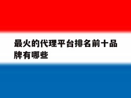 最火的代理平台排名前十品牌有哪些
