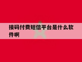 接码付费短信平台是什么软件啊