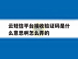 云短信平台接收验证码是什么意思啊怎么弄的