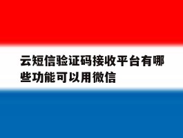 云短信验证码接收平台有哪些功能可以用微信