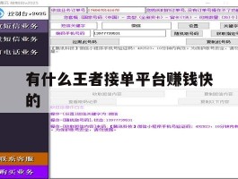 有什么王者接单平台赚钱快的