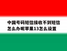 包含中国号码短信接收不到短信怎么办呢苹果13怎么设置的词条