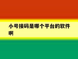 小号接码是哪个平台的软件啊