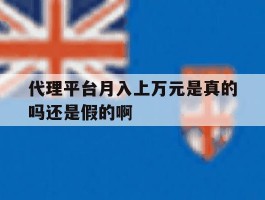 包含代理平台月入上万元是真的吗还是假的啊的词条