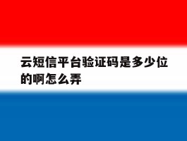 云短信平台验证码是多少位的啊怎么弄