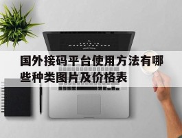 包含国外接码平台使用方法有哪些种类图片及价格表的词条