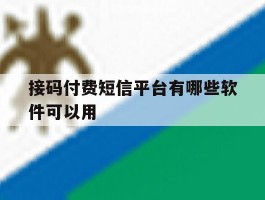 接码付费短信平台有哪些软件可以用