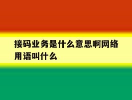 接码业务是什么意思啊网络用语叫什么