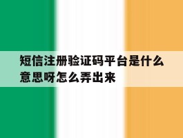 短信注册验证码平台是什么意思呀怎么弄出来