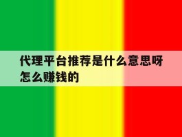 代理平台推荐是什么意思呀怎么赚钱的