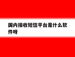 国内接收短信平台是什么软件呀的简单介绍