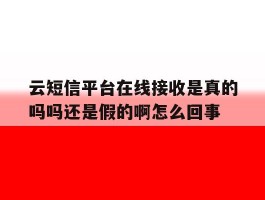 云短信平台在线接收是真的吗吗还是假的啊怎么回事的简单介绍
