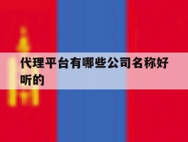 代理平台有哪些公司名称好听的