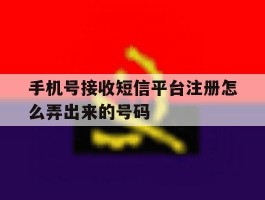 手机号接收短信平台注册怎么弄出来的号码