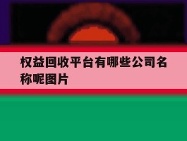 权益回收平台有哪些公司名称呢图片