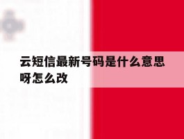 云短信最新号码是什么意思呀怎么改