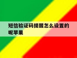 短信验证码提醒怎么设置的呢苹果