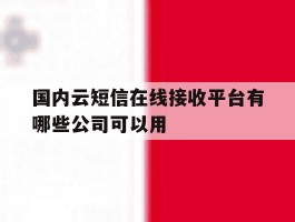 国内云短信在线接收平台有哪些公司可以用