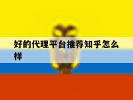 好的代理平台推荐知乎怎么样