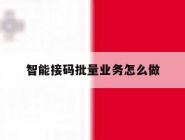 智能接码批量业务怎么做