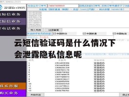 云短信验证码是什么情况下会泄露隐私信息呢的简单介绍