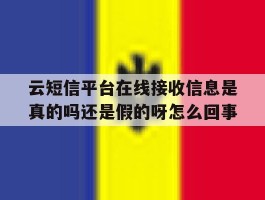 关于云短信平台在线接收信息是真的吗还是假的呀怎么回事的信息