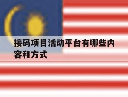 接码项目活动平台有哪些内容和方式