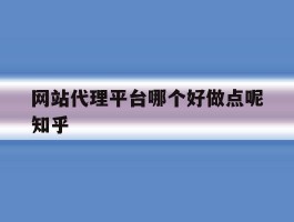 网站代理平台哪个好做点呢知乎