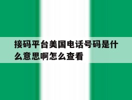 接码平台美国电话号码是什么意思啊怎么查看