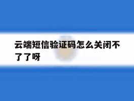 云端短信验证码怎么关闭不了了呀