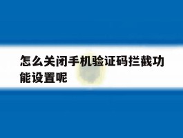 怎么关闭手机验证码拦截功能设置呢