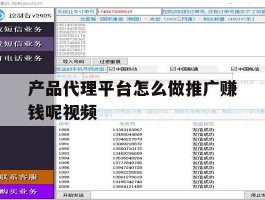 产品代理平台怎么做推广赚钱呢视频