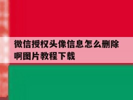 关于微信授权头像信息怎么删除啊图片教程下载的信息