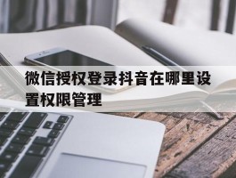 微信授权登录抖音在哪里设置权限管理