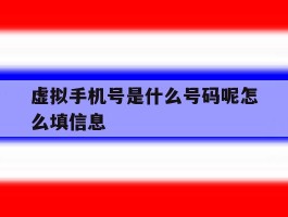 虚拟手机号是什么号码呢怎么填信息